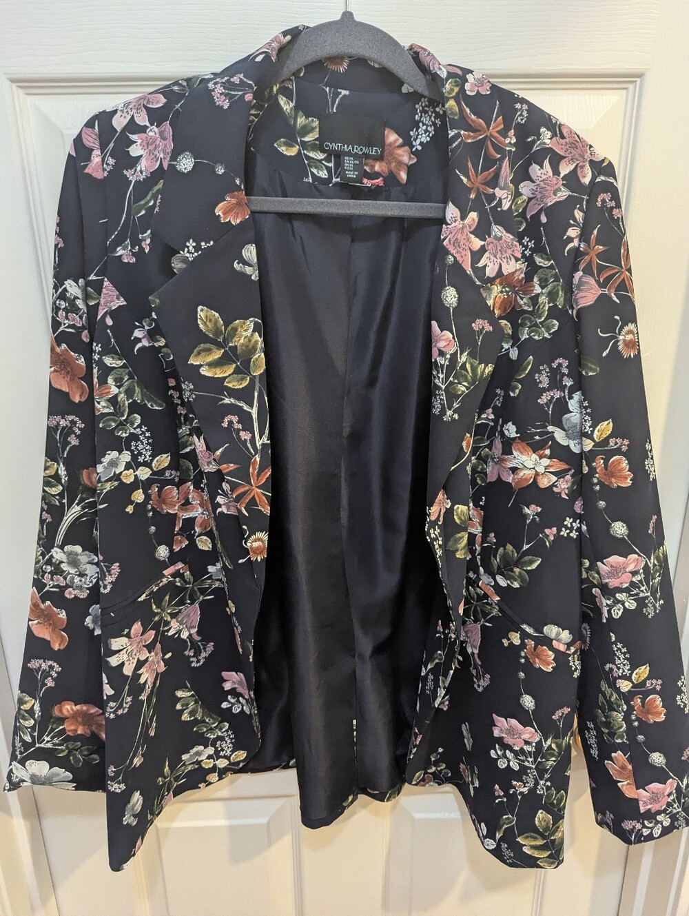Cynthia Rowley Navy Floral Blazer with Multicolor Blooms